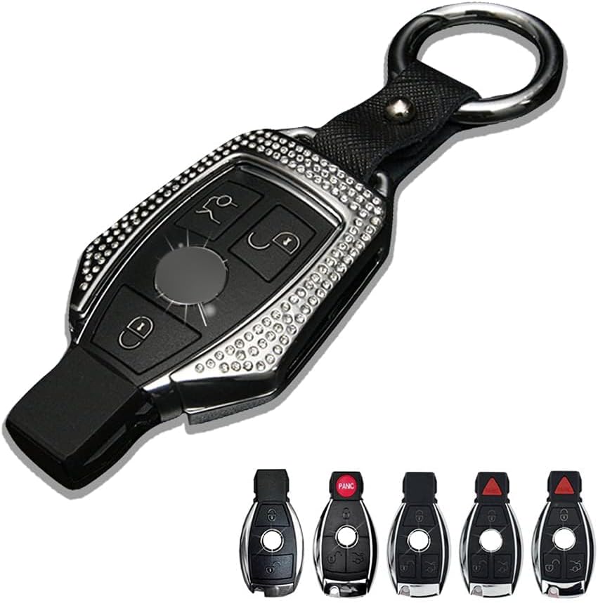 Bling Diamonds Design Zinc Alloy Key Fob Case Cover Shell Compatible with Mercedes-Benz