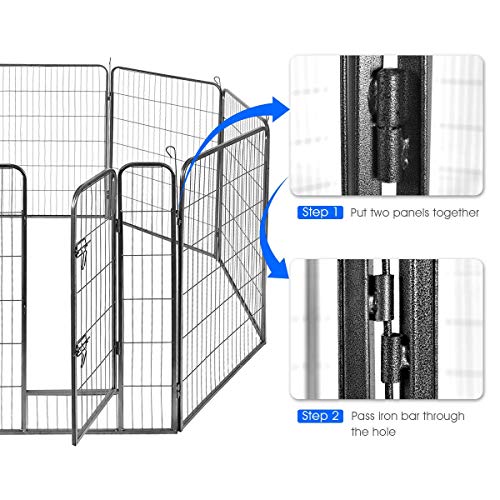 Giantex 48 Inch Dog Fence With Door, 16/8 Panels Dog Playpen For Outside Large Dogs, Portable Pet Playpen Fencing Enclosures, Heavy Duty Metal Camping Dog Fences For The Yard (16 Panels, 48 Inch) #TOP4