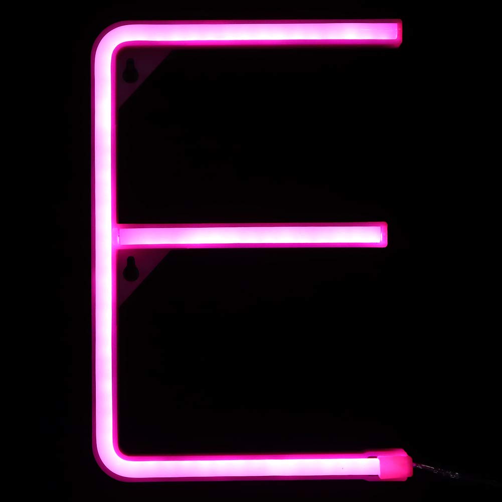 Neon Sign, Stylish Unique E Shape LED Letter Light Decorative Light for Wedding Party Home Decoration（8.7 x 5.5 x 0.8 inch） (Pink)
