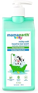 Mamaearth Milky Soft Head to Toe Wash With Oats, Milk, and Calendula for Babies | 2-in-1 Tear-Free Body Wash & Shampoo | M...