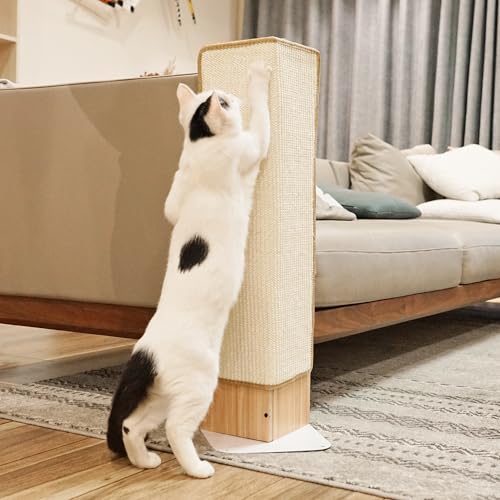 PETKARAY Couch Corner Cat Scratcher 28 Corner Scratching Post Wall Scratcher Sisal Furniture Protector for Sofa with Reversible Base Large