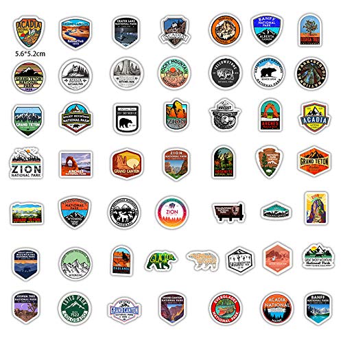 image for National Park Stickers (50 pcs) Adventure Nature Stickers Outdoors Hik