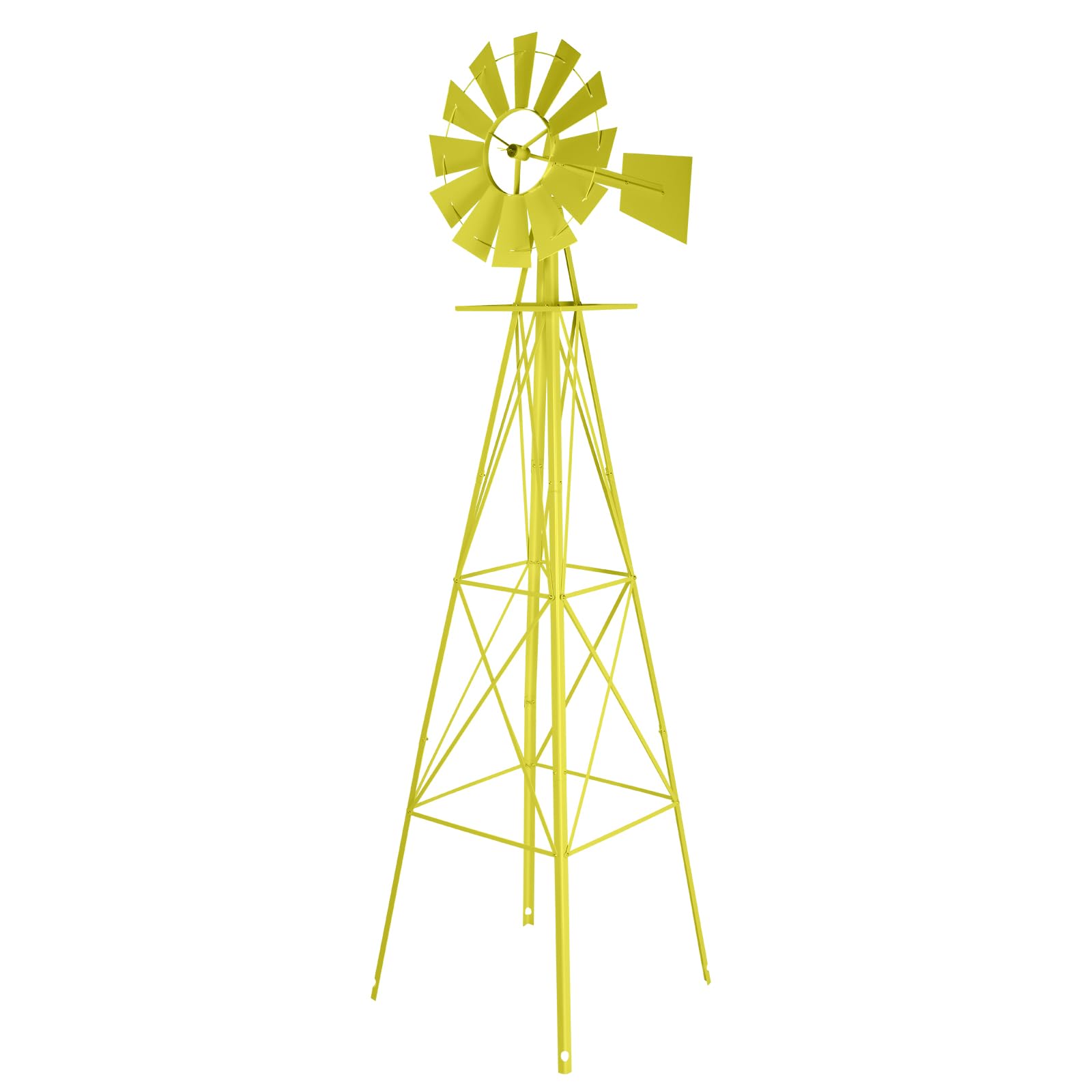 VINGLI8FT Ornamental Windmill Backyard Garden Decoration Weather Vane, Heavy Duty Metal Wind Mill w/ 4 Legs Design,Yellow