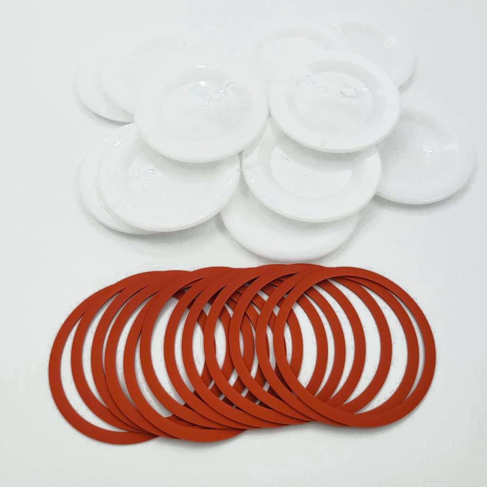 Canning Jar Seal Bundle - 48 Natural Rubber Rings & 48 Dissolvable Labels For Vintage Jars