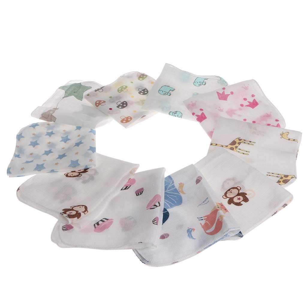 Fanct 10Pcs 2828cm Baby Square Towel Handkerchiefs Two Layers Feeding Wipe Towel Washcloth