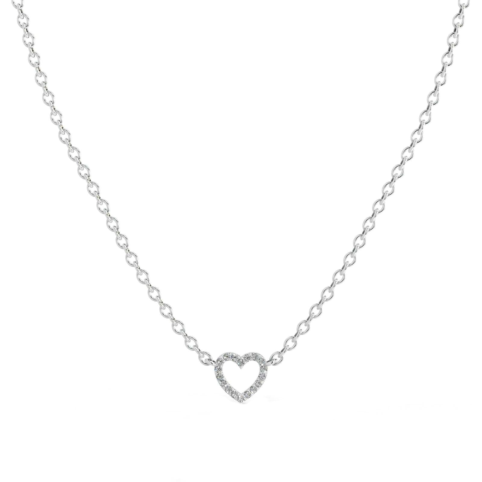 Collares de oro blanco para mujer, collar de corazón hueco con moissanita