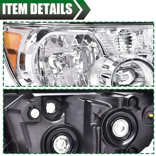 Image of GRAND ORANGE Headlights Assembly Compatible with Toyota Tundra 2007-2013, Fit Toyota Sequoia 2008-2017 Driver & Passenger Side 811100C051 811500C051 TO2503171 TO2502171 Clear Lens Chrome Housing