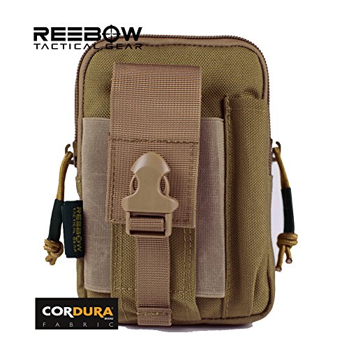 REEBOW GEAR Tactical Molle EDC Utility Pouch Gadget Belt Waist Bag with Cell Phone Holster Holder Khaki Color - Thumbnail 3