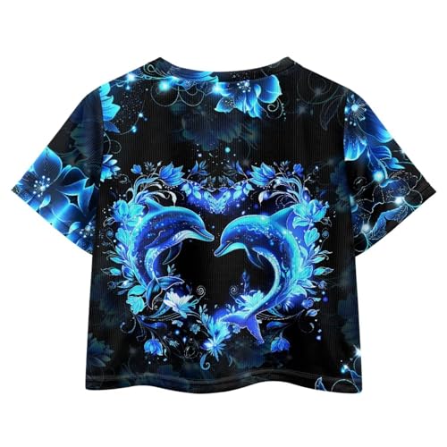 Image of Kids Crop Top Short Sleeve T-Shirts for Girls Size 5-14