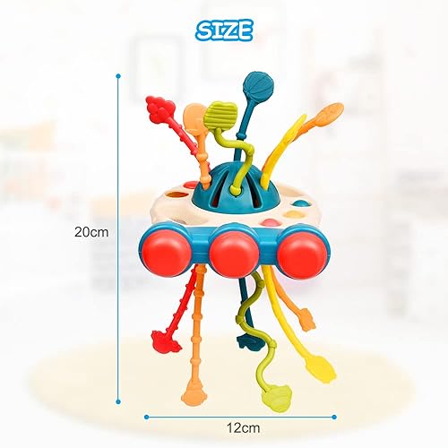 Miniatura 2 de Vicloon Juguete de actividad de silicona para jalar, juguetes Montessori para bebés con bolas mágicas deslizantes y burbujas simples, juguetes