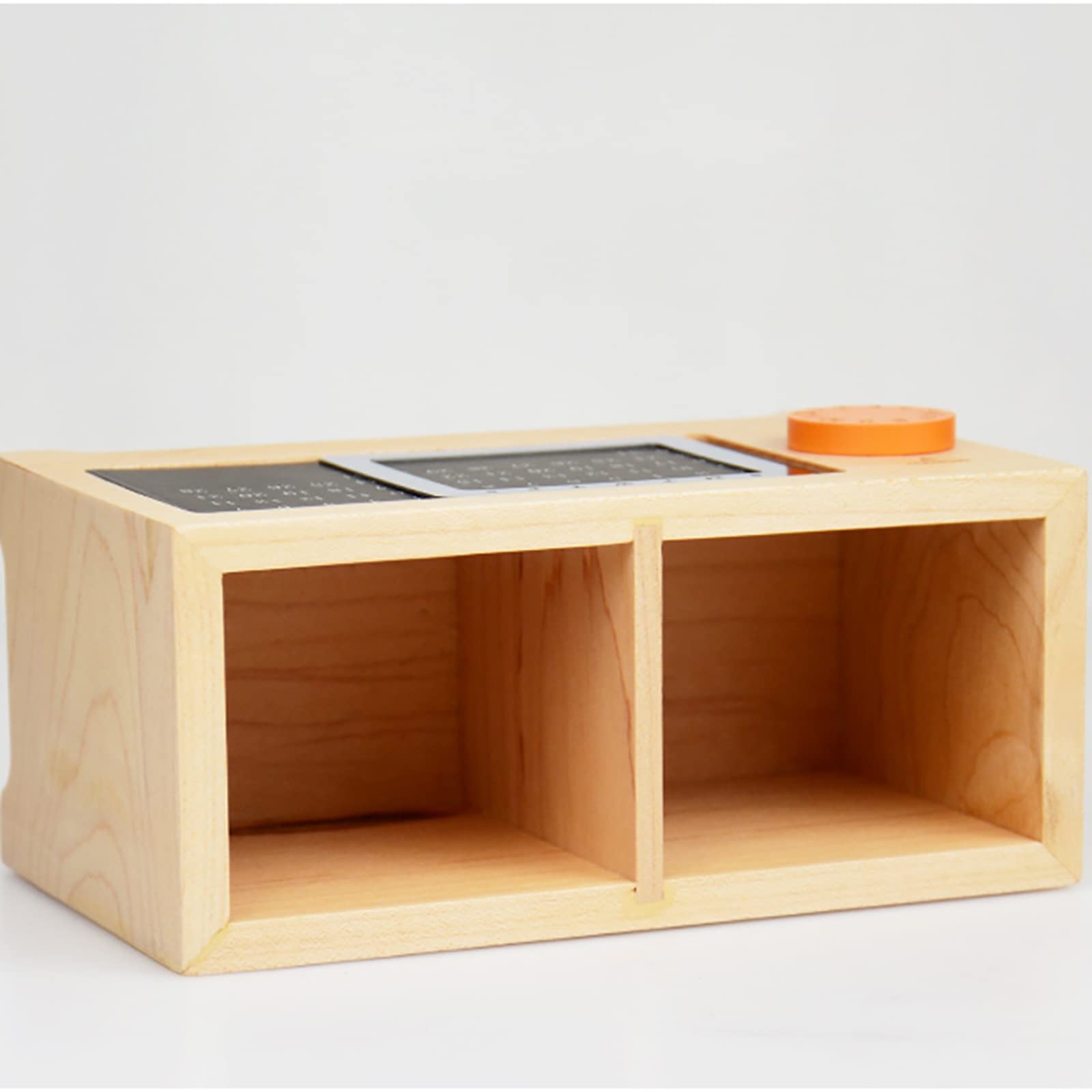 Bleistifttopf aus Holz Ewiger Kalender Stifthalter aus Holz Organizer für Homeoffice(Natural)