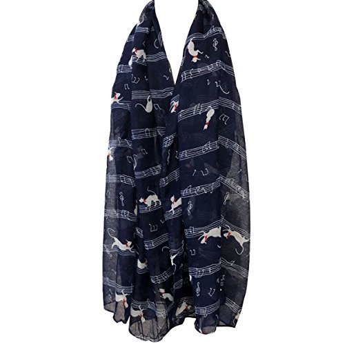 Wrapables® Lightweight Cats and Musical Notes Long Scarf3