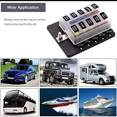 Sangmei Caixa de fusíveis com lâmina de 10 vias Bloco da caixa de fusíveis com LED indicador de avis