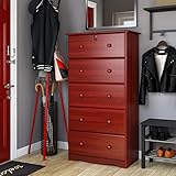 100% Solid Wood 5-Super Jumbo Drawer Chest with Lock by Palace Imports, Mahogany, 31.75”w x...