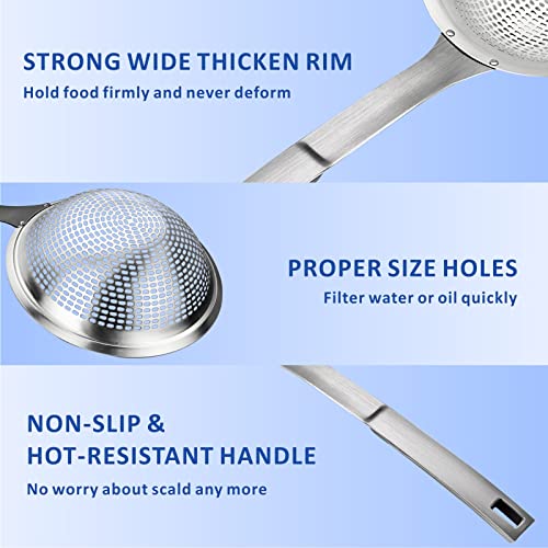 Yimi Skimmer Slotted Spoon Ladle,304 Stainless Steel Durable Cooking Frying Colander, Rustproof Large Scoop Kitchen Strainer Fryer With Vacuum Ergonomic Handle,15 Inches, Ideal For Gift #TOP2