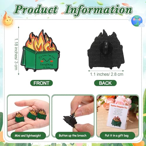 Hoteam Funny Positive Dumpster Fire Lapel Pins Emotional Support Anxiety Relief Pins Positive Card for Coworker Employee2