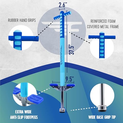 Image of Flybar Maverick Pogo Stick for Kids Ages 5+, 40 to 80 Pounds, Perfect for Beginners, Easy Grip Handles, Anti-Slip Pegs, Outdoor Jumper Toys for Boys & Girls, Outside Toys for Kids