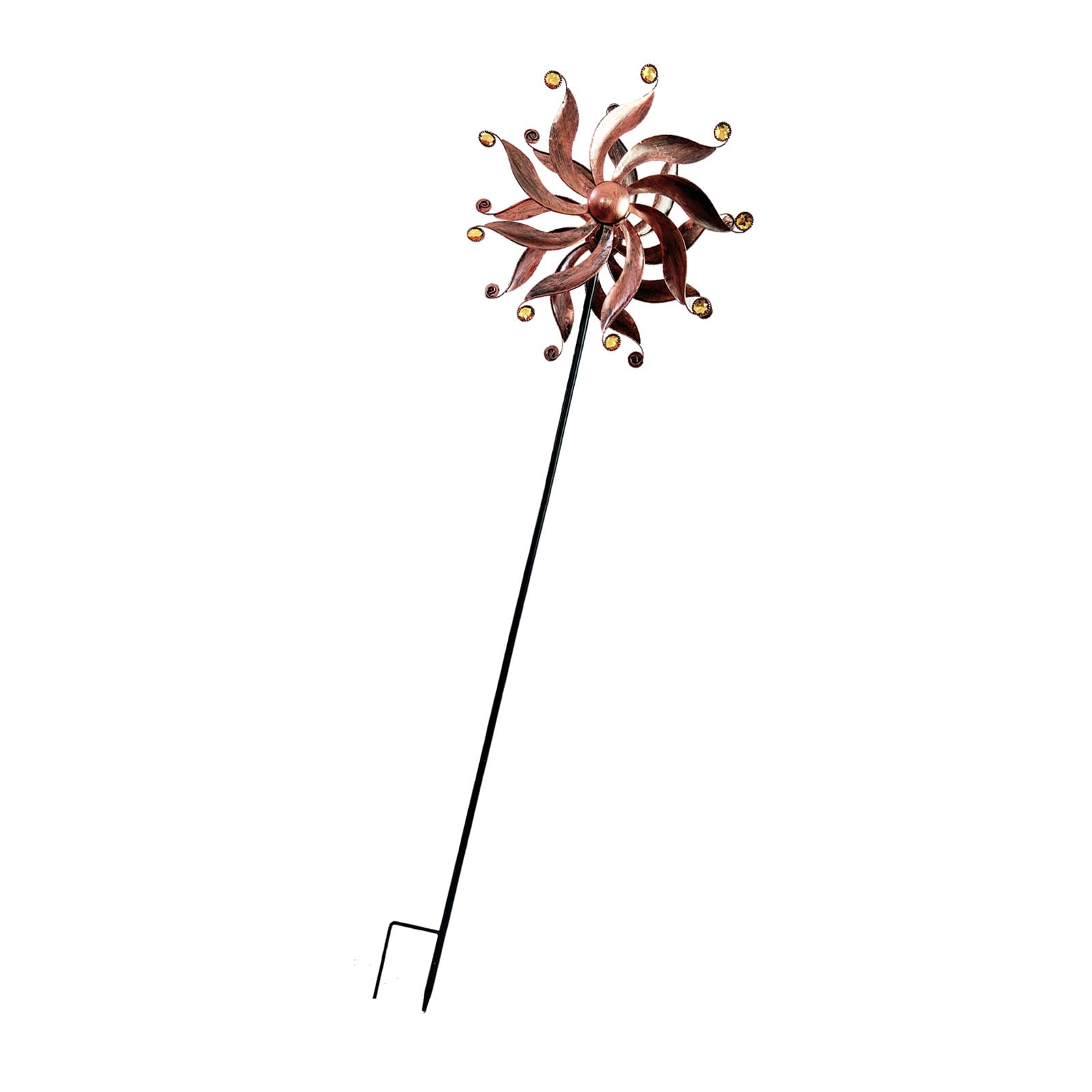 Modern Iron Art Windmill Sculpture Rotating Windmill Yard Stake Ornament for Outdoor Patios Landscape Accessories Patios Decors