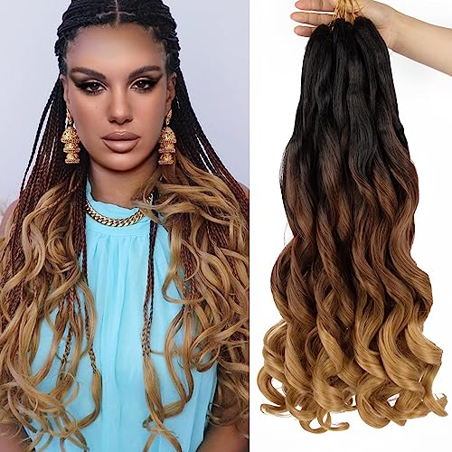French Curl Braiding Hair 24 Inch 8 Packs French Curl Braids Crochet Hair Extensions (24 inch 1B/30/27#), 24 inches