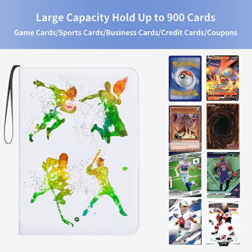 Hesplus Sports Card Binder 9-Pocket Trading Card Binder 900 Pockets Double Sided Pockets For Baseball Card Binder Football Baseball Basketball Hockey Card And Other Tcg Collection Storage Album #TOP2