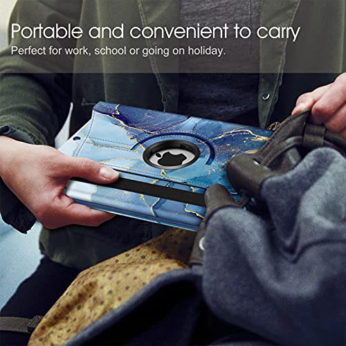 Image of Fintie Rotating Case for iPad 9th Generation (2021) / 8th Generation (2020) / 7th Gen (2019) 10.2 Inch - 360 Degree Rotating Stand Cover with Pencil Holder, Auto Wake Sleep, Blue Marble