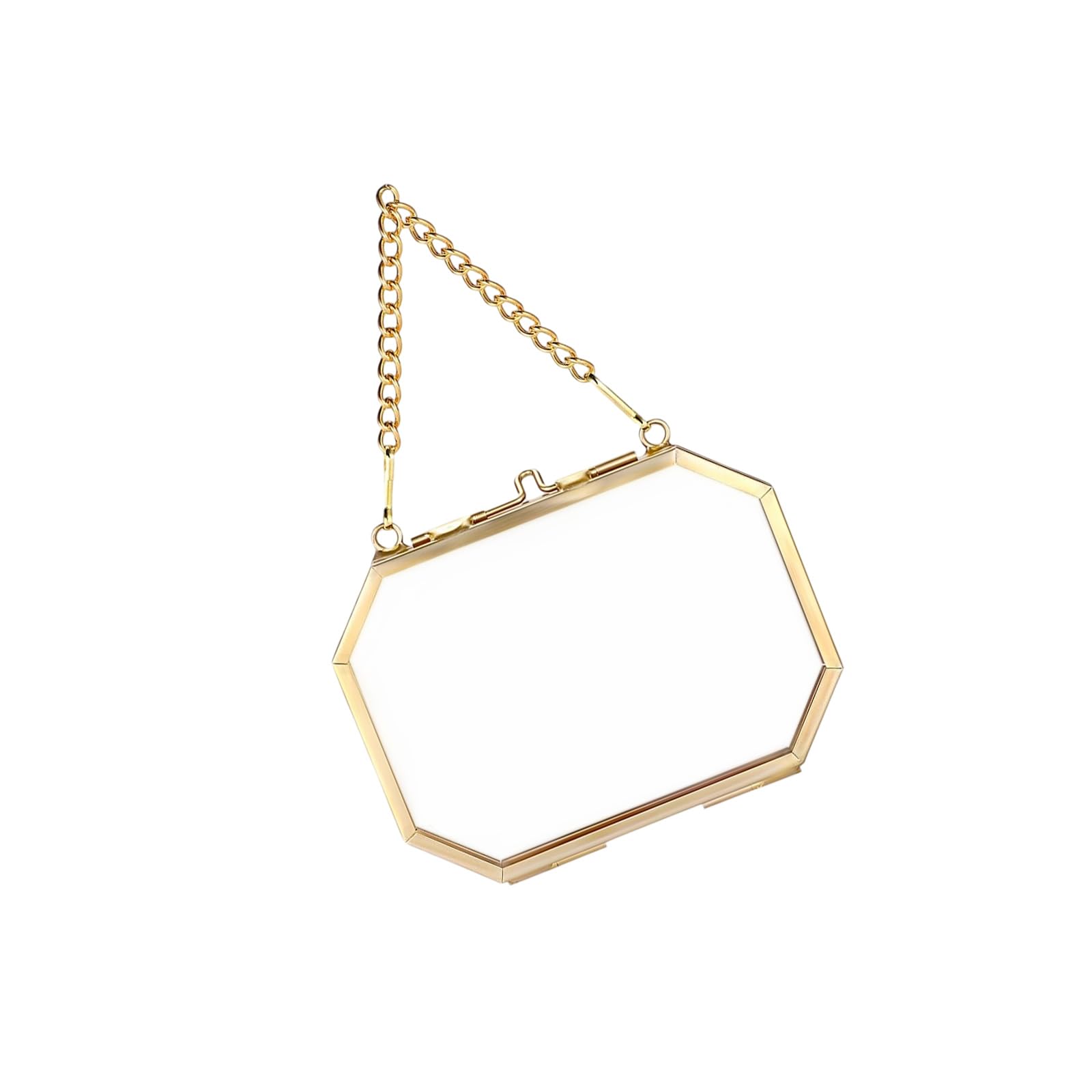 yanzunlrn Octagonal Hanging Picture Frame with Chain Art Display Frame for Wall Decoration Picture Dried Plant Octagonal Topological