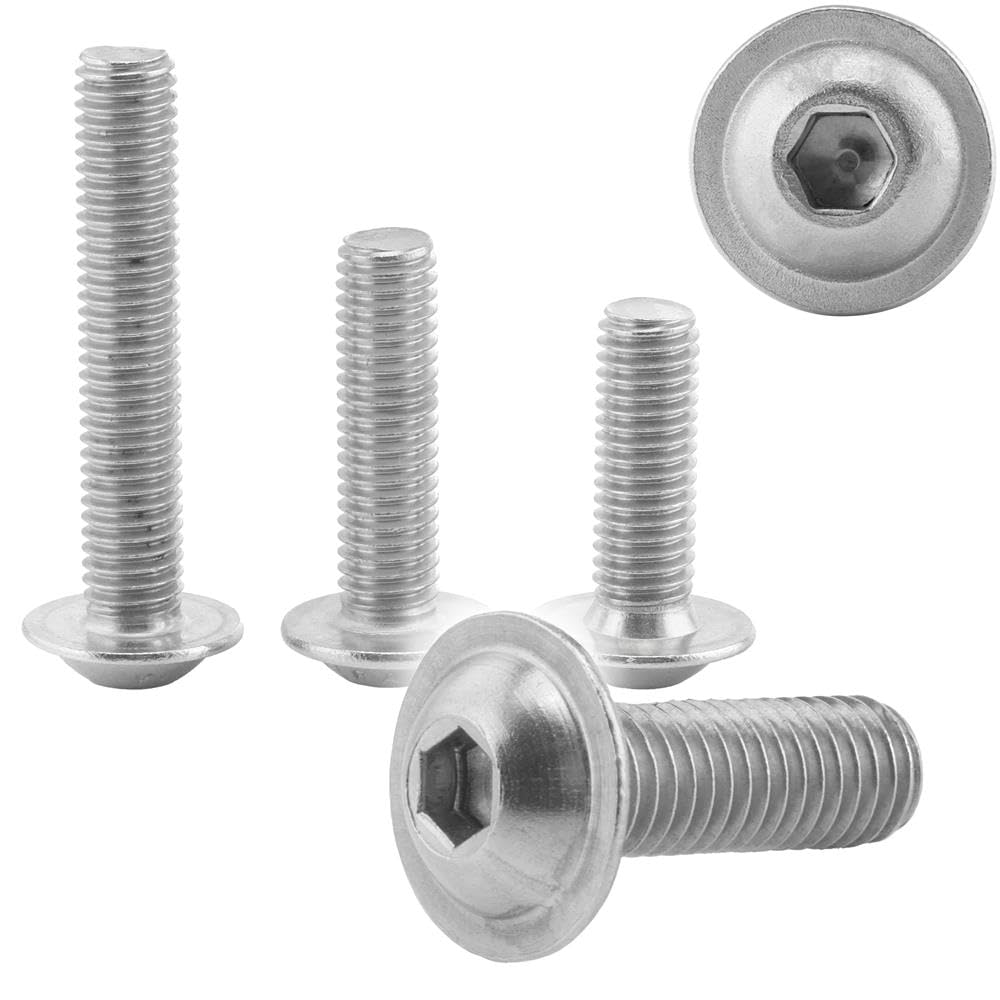 100 Stück Linsenkopfschrauben mit Flansch M8x40 Edelstahl A2 ISO 7380-2 Vollgewinde Innensechskant Flanschschrauben WIBTEC®