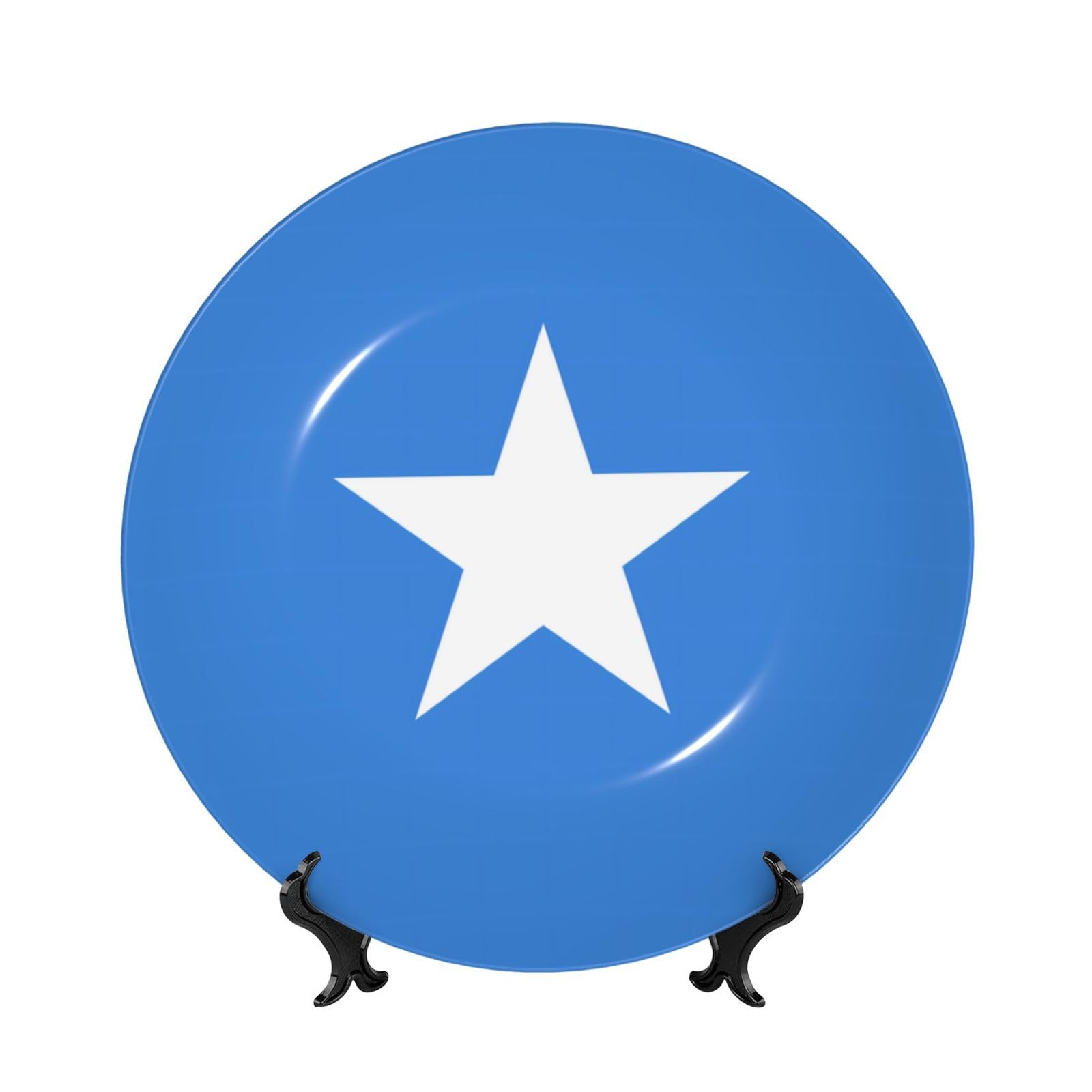 SXZVVBN Somali flag Bone China Decorative Plate Art with Stand Removable Adhesive Hanging for Home Office 8in（20cm）
