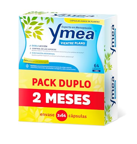 Ymea Menopausia Vientre Plano, Sofocos e Hinchazón, Tratamiento 2 Meses - Pack Duplo 2 x 64 Cápsulas