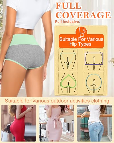 MISSWHO Womens High Waisted Cotton Underwear Full Coverage Soft Double-Layer Waistedband Panties (Regular & Plus Size)4
