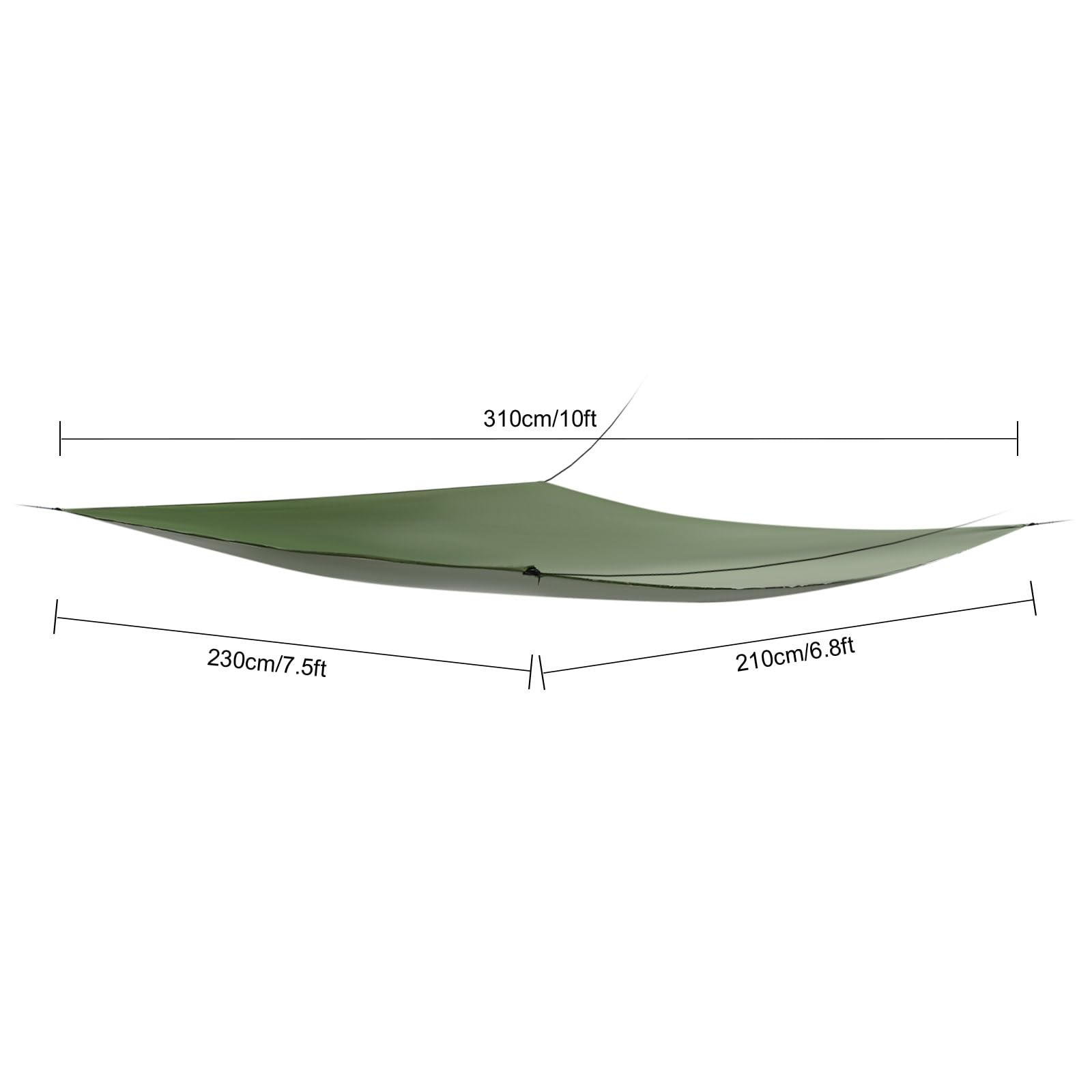 Amaca per esterni con zanzariera tarp, 2,9 x 1,4 m, amache con zanzariera e zanzariera per pioggia, fino a 200 kg, con tettuccio (verde militario)