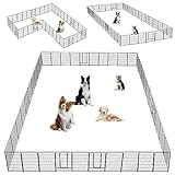 Dog Playpen,32/40/45 Inch Height in Heavy Duty, Folding Indoor Outdoor Anti-Rust Dog Exercise Fence, Portable Pet Playpen with Door for Large Medium Small Dogs and Pet (40 Panels, 32 Inch) Silver