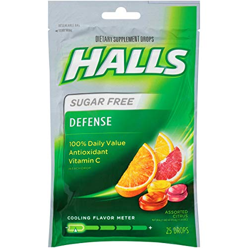 Halls Defense Sugar Free Assorted Citrus - 25 count bag 48 per case