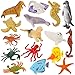 Auihiay 36 Pieces Ocean Sea Animals Assorted Mini Vinyl Plastic Animal Set Realistic Under The Sea Life Figure for Child Educational
