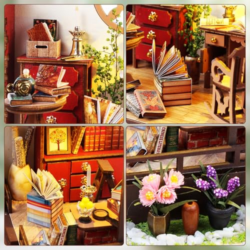 Lycidae Book Nook Kit für Erwachsene DIY Miniature House mit Licht – Ansicht 4