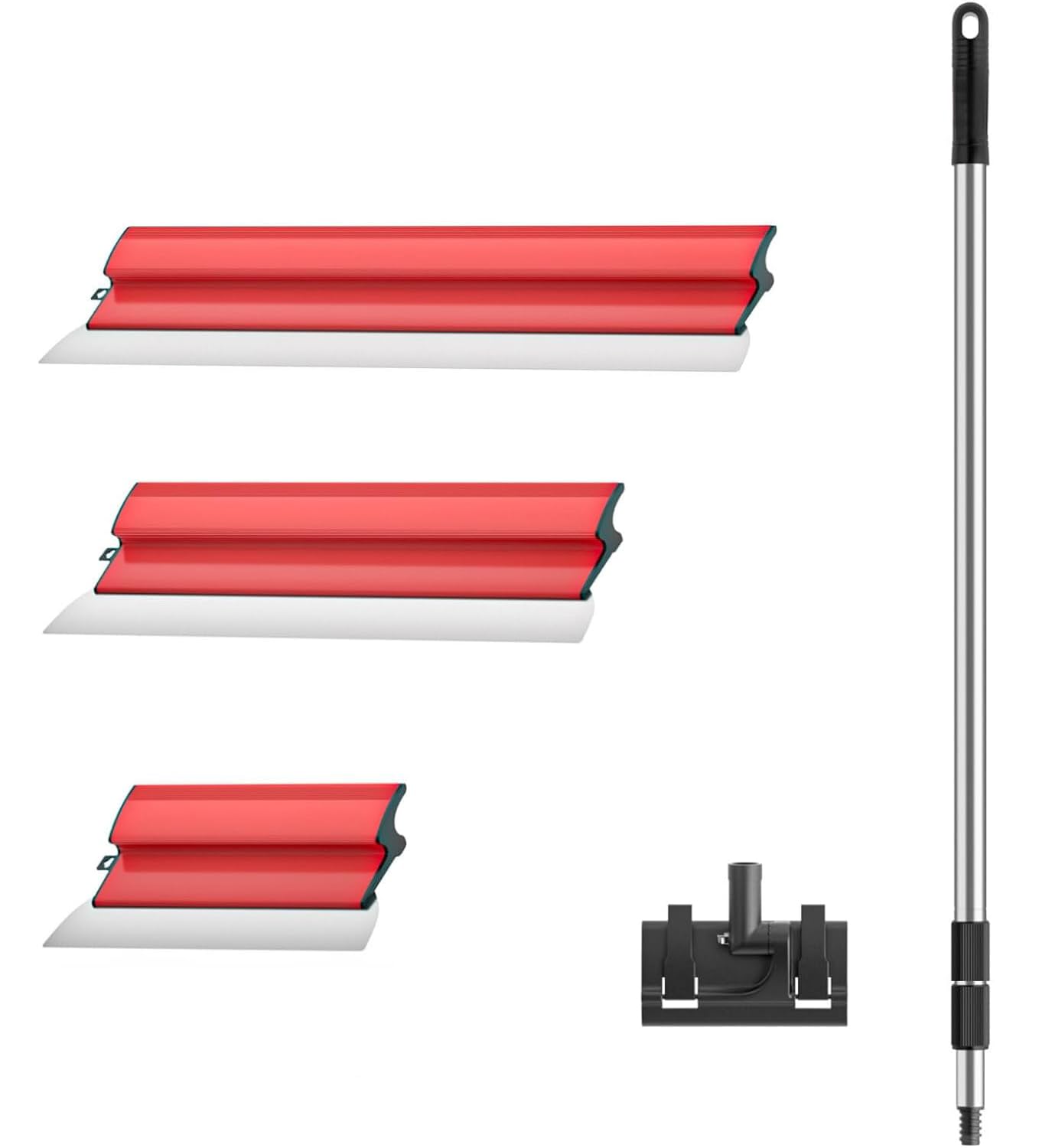 Spatola per Stucco Kit, Spatola per stucco muro con Maniglia di estensione, Lama in acciaio inox e alloggiamento in alluminio (25cm+40cm+60cm)