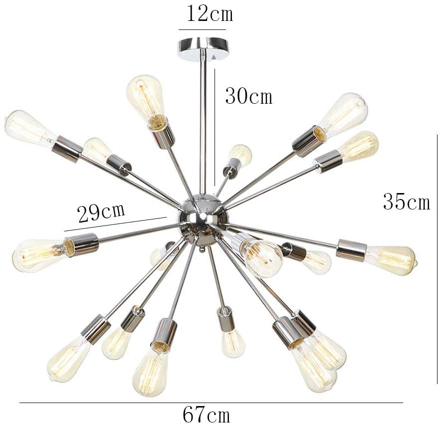 Chandelier chrome 9 branches structure métallique 12 head rétro
