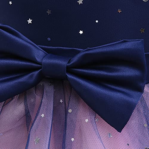 Cichic Elegant Birthday Pageant Dresses For Girls Glitter Satin Special Occasion Dress 5-6Years Deep Blue #TOP5