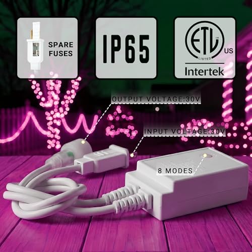 Image of 50ft Rope Lights For Outside,Connectable & Flexible Tube Lights with 8 Modes Controller, Waterproof Pink LED Rope Lighting for Deck,Garden,Pool,Patio,Bedroom,Party,Indoor & Outdoor Landscape Lighting