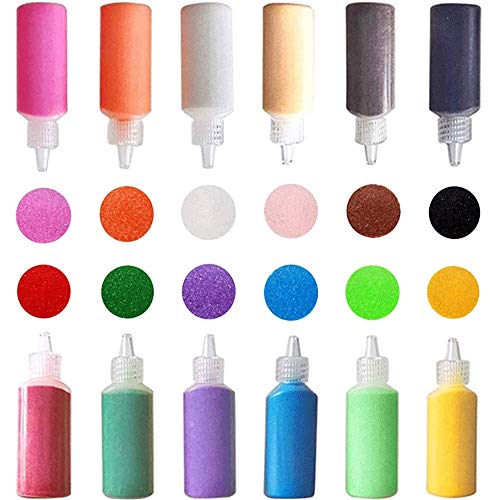 Panxxsen LKOUGNBUF 12 Pcs Art Sand,1.25Oz Bottles Diy Arts And Crafts Kit,Scenic Sand For Kids' Arts & Crafts,Terrarium Sand Play Diy Drawing Sandbox Wedding Sand thumb #2