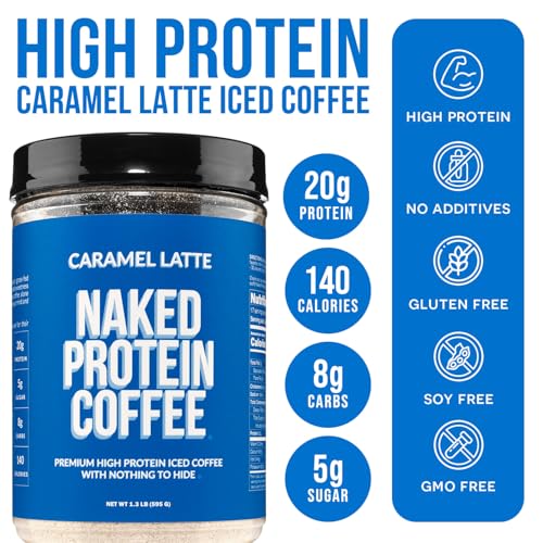 Image of NAKED Caramel Latte Protein Coffee - Premium Colombian Iced Coffee Protein Shake Drink, Delicious Keto Friendly and Gluten Free, 17 Servings