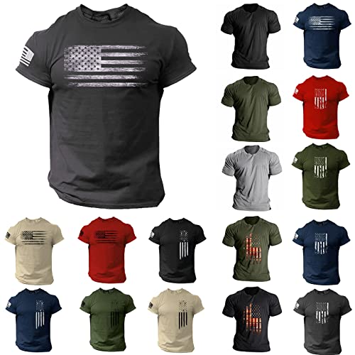 American Flag Short Sleeve Shirt Men Graphic Tees Casual Round Neck Patriotic Shirts 4Th Of July Hipster T Shirts Tops #TOP1