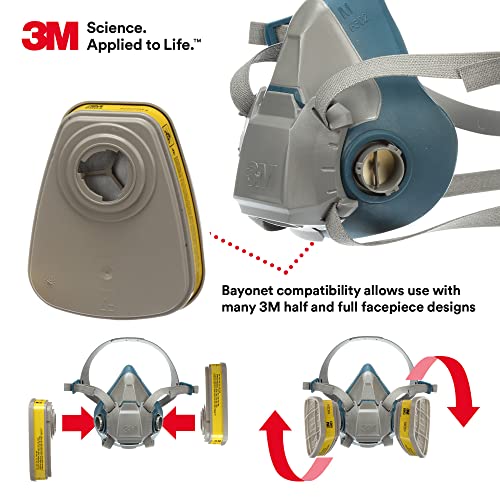 3M Respirator Cartridge 6003, 1 Pair, Helps Protect Against Organic Vapors Or Acid Gases #TOP5