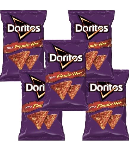 Frituras EXTRA FLAMIN HOT 50g Box W/5 bags papas snacks Mexican Chips