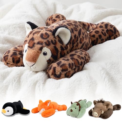 Image of Niuniu Daddy Leopard Weighted Stuffed Animals for Kids & Adults, 25 inch | 5lb Large Weighted Plushies Pillow for Sleeping and Calming, Cute Lying Toy Huggable Gift for Everyday Comfort