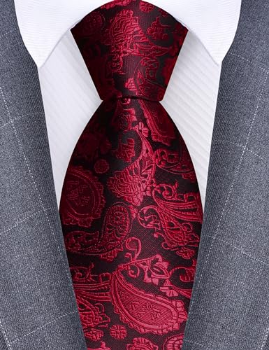 Image of GUSLESON 3.15 inch(8cm) Fashion Paisley Ties Mens Woven Jacquard Necktie for Wedding