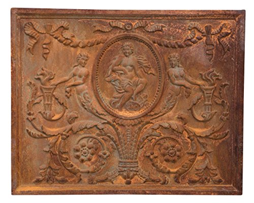 Manele Plaque de cheminée en fusion de fonte L82 x PR3 x H65 cm Rouille au naturel