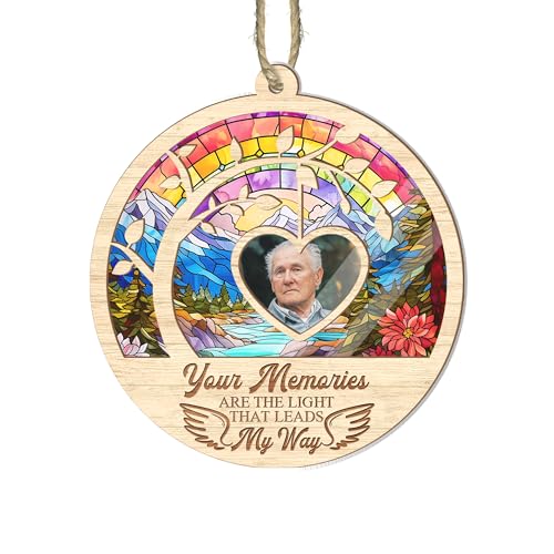 Personalized Memorial Suncatcher in Memory Ornament, Sympathy Gifts for Loss of Mom, Dad, Bereavement Gifts (Style 1)