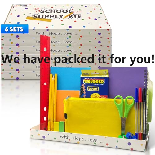 Yasuwekik ZH1688 6 Set Back To School Supplies Bundle Kit For Kids Bulk Church Sunday School Supplies For Classroom School Supply Box Grades K-5 Christian Charity Donation Supplies thumb #2