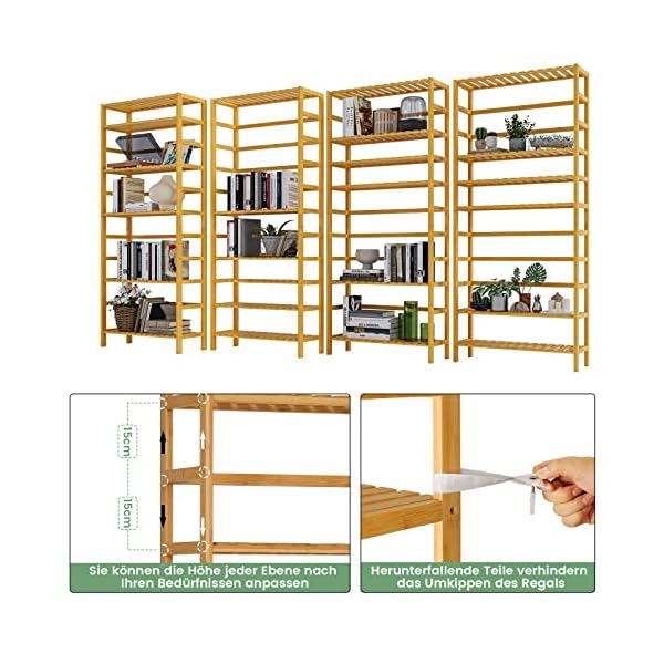 VIAGDO Bambusregal, Küchenregal, für Bad, Küche, Wohnzimmer, Schlafzimmer – Bild 4